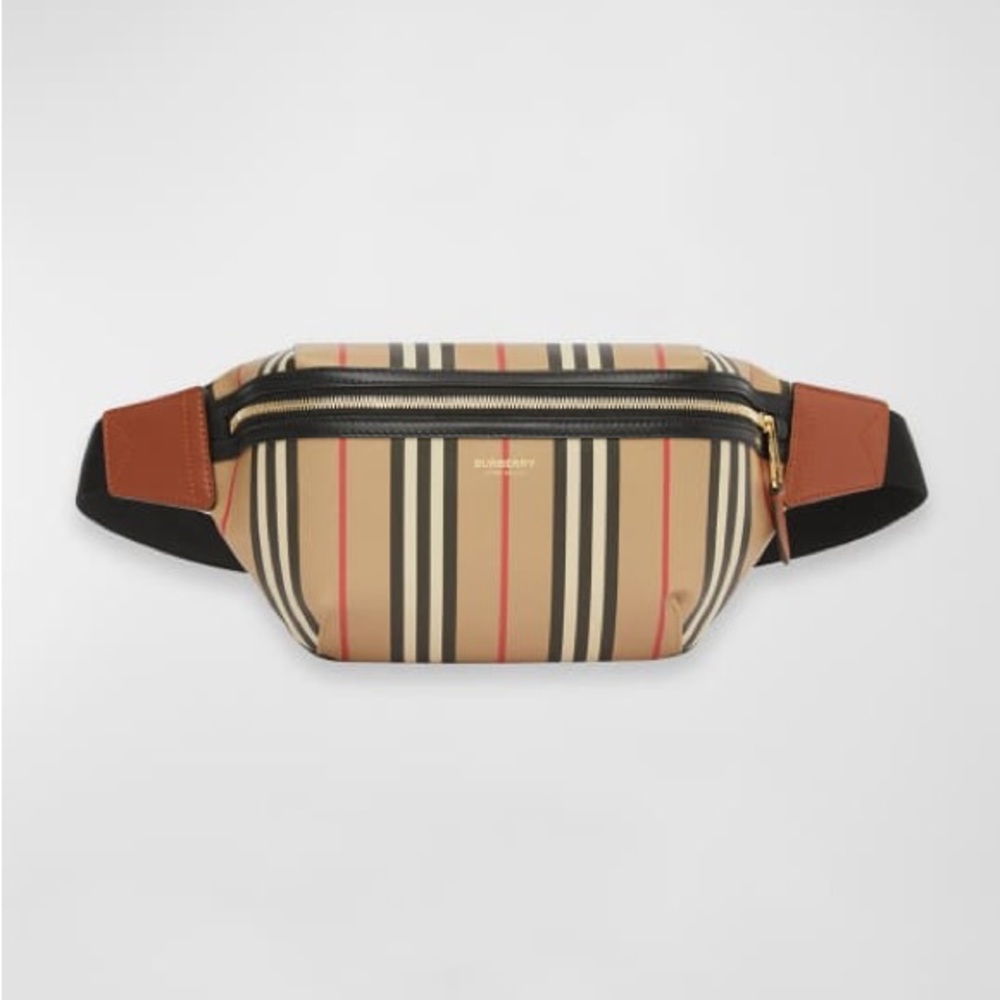Burberry Sonny Belt Bag Icon Stripe Medium Brown